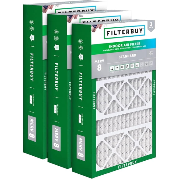 Filterbuy 17x26x4 Air Filter MERV 8 Dust Defense, Pleated HVAC AC Furnace Filter Replacement for Lennox, 3-Pack