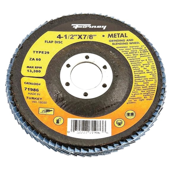 Forney Flap Disc, Type 29, 4-1/2 Inch x 7/8 Inch, ZA60