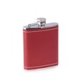 thumbnail image 1 of Bey-Berk International FS156 6 oz Acier Inoxydable Cuir Rouge Blanc Fiole de Point&44; Rouge&44; Blanc &amp; Argent, 1 of 1