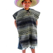 Childs Cinco de Mayo Fiesta Blue Striped Mexican Poncho Costume Accessory