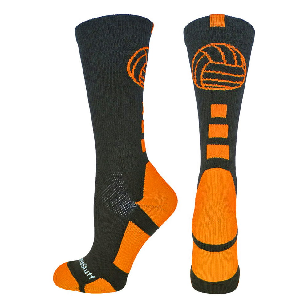 MadSportsStuff - Volleyball Logo Crew Socks (Black/Orange, Medium ...