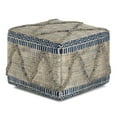 thumbnail image 3 of Simpli Home Sweeney 18 inch Wide Boho Square Pouf in Grey and Natural Wool and Cotton Handloom, 3 of 3