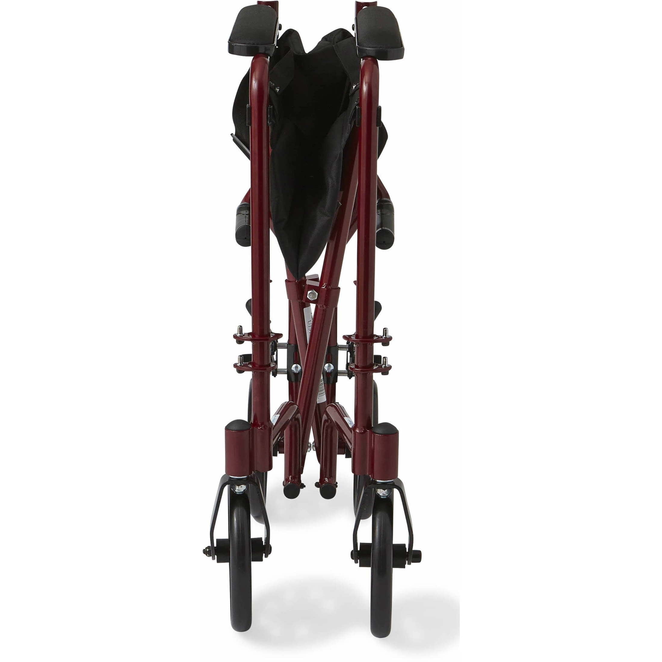 Medline Aluminum Transport Wheelchair with 8 in Wheels, Swing Away Footrests and Permanent Full-Length Arms, Red