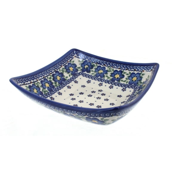 Blue Rose Polish Pottery Spring Blossom Square Serving Dish