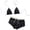 a-132Black66, variant on Womens Polka Dot Print Triangle Halter Bikini Top With Contrast Trim High Waisted Boyshorts Bottom With Front Tie Two Piece Swimwear Set For Beach Days Summer Vacations Leisure Swimwear