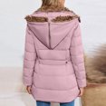 thumbnail image 4 of yuCgh Women's Solid Color Hooded Jacket Cotton Jacket with Mid-Length Design for Winter Warm and Comfortable Outerwear for Daily Use,Pink 2XL, 4 of 7