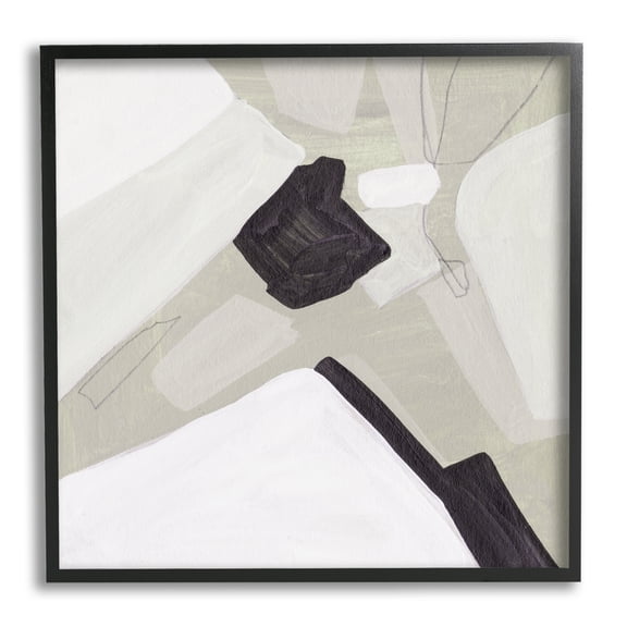 Stupell Industries Abstract Shape Arrangement Neutral Tan Black Modern Painting, 17 x 30, Design by Melissa Wang