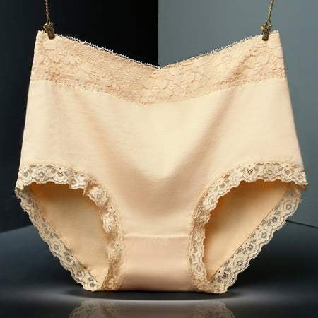 Value Deal: Women s Underwear Pack  Bragas  Women s Fashion Solid Lace Briefs Comfortable Cotton High Waist Underwear Women Sexy Panties SOPATENOR Khaki 2XL
