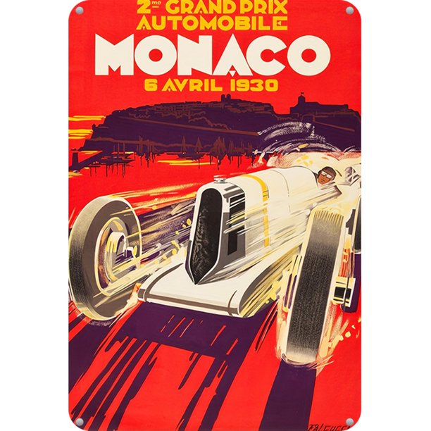 Placa Metal Vintage Mónaco Pintura Hierro Rectangular 30x40cm