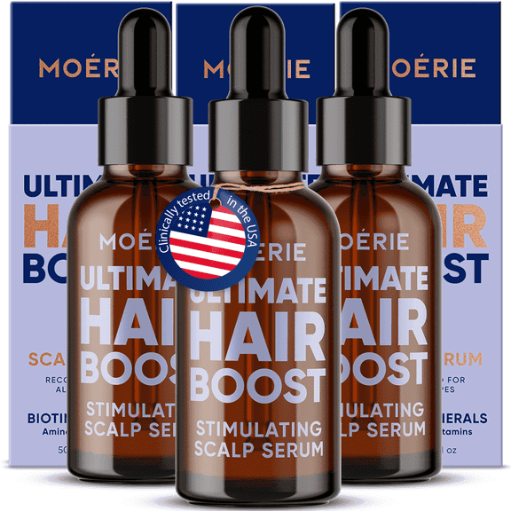 Moerie Hair Boost Serum, Nourishing Formula for Fuller-Looking Hair, Vegan-Friendly, 1.69 fl oz, 3 Pack