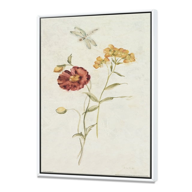 Fleurs Murales Simples Sauvages III - Toile Encadrée de Ferme
