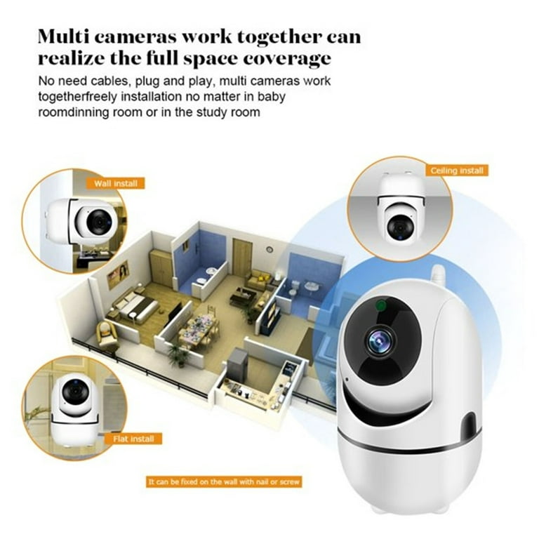 winees Caméras Surveillance WiFi Interieur Camera IP 1080P, 360° Maison  Sécurité Cam avec Vision Nocturne, Détection de Mouvement, Audio
