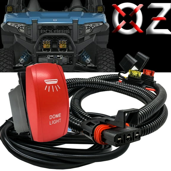 OZ-USA 10ft. Pulse Power Bus Bar Plug Wire Harness Kit On/Off Red Rocker Switch for Dome Lights Compatible with 2024 Polaris RZR XPEDITION XP ADV Ultimate Northstar Premium Trail S 900/1000