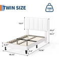 thumbnail image 2 of Twin Size Bed Frame, Velvet Upholstered Platform Bed with Adjustable Vertical Channel Tufted Headboard, No Box Spring Needed, Easy Assembly, White, 2 of 9