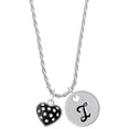 thumbnail image 1 of Delight Jewelry Silvertone Black Resin Heart with Clear Crystals in Frame Silvertone Script Initial Disc - I - Charm Necklace, 20"+3", 1 of 4