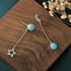 thumbnail image 5 of Pendientes para mujer, regalos para mujer, pendientes asimétricos con borlas y incrustaciones de turquesa, joyería de moda., 5 of 5