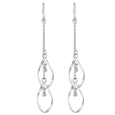 Chained Waterdrop Mobile Sterling Silver Dangle Earrings