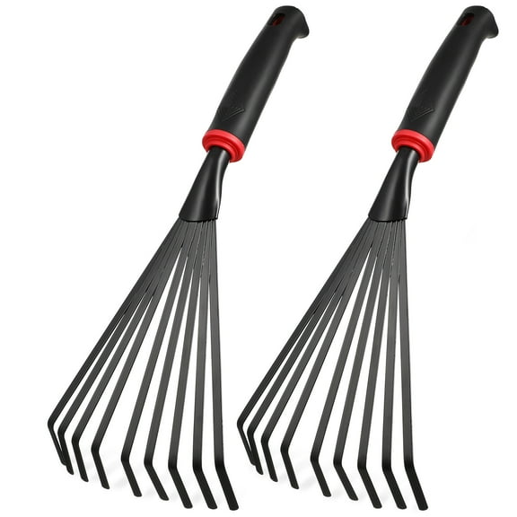 Raindrops 2pcs Small Hand Rakes with Short Handle for Gardening Lawn Yard Metal Rakes Tools