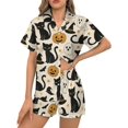 thumbnail image 3 of HPINK-T Women Pajamas Sets Short Sleeve Sleepwear, Soft Satin Button Down Lounge Wear Set 2 Piece Pjs Shorts Set XS-2XL, 3 of 12