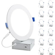 Lepro 12 Pack 4 inch Canless LED Recessed Light Ultra-Thin, Dimmable Downlight 5000K Daylight with Junction Box, 750LM High Brightness 10W Eqv 80W, ETL and Energy Star Certified, 50,000hrs Lifespan