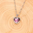 thumbnail image 3 of Ladies Platinum Plated Heart Shaped Cubic Zirconia Crystal Pendant Fashion Birthstone Necklace for Women Y890 (Pink), 3 of 7