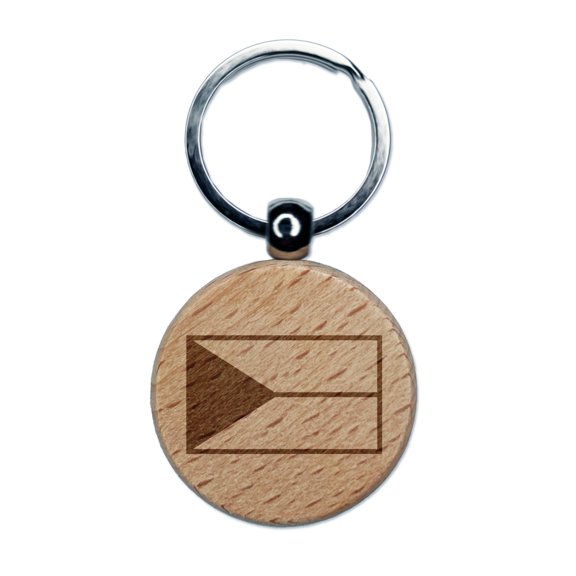 Czech Republic Flag Round Keychain Charm Tag - Engraved Wood
