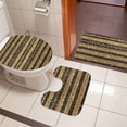 thumbnail image 4 of Black Golden Striped Bath Mat 3 Piece Bathroom Rug Set, Luxury Farmhouse Stripes Non Slip Bath Rug Contour Mat and Toilet Lid Cover, Absorbent Shower Mats Soft Bath Rugs and Mats Sets, 4 of 8