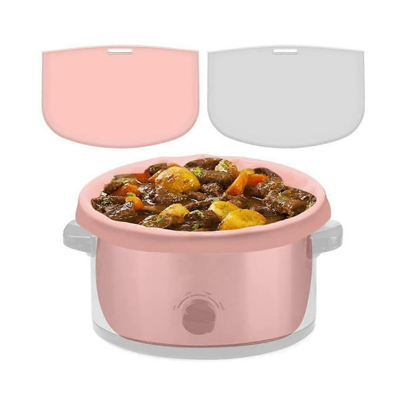 2 Pack Slow Cooker Liners - Reusable Cooker Divider, Silicone Cooking Bags Fit 6 Quarts Pot (Grey+P