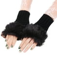 thumbnail image 2 of SPRING PARK 1 Pair Women Outdoor Winter Knitting Hand Warmer Breathable Girl Half Finger Gloves Hairy Mittens, 2 of 7