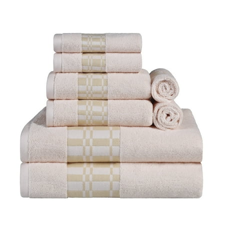 Superior Larissa 8-Piece Cotton Embroidered Towel Set, Ivory