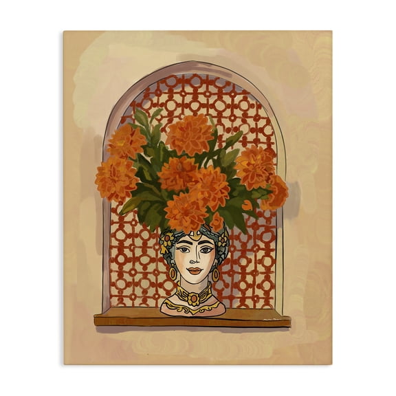 Stupell Industries Ornate Flower Head Vase Canvas Wall Art, design by Amelia Noyes