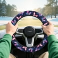 thumbnail image 4 of HUIACONG Purple Butterflies Unversial Golf Cart Steering Wheel Covers 13-14" Easy to Install and Clean Car Steering Wheel Cover Comfortable Flannel Fabric for EZGO Yamaha Club Cars, 4 of 7