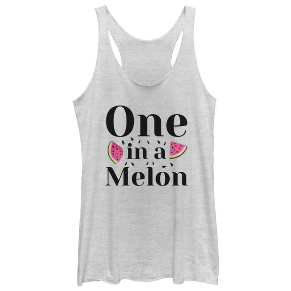 Women's CHIN UP One in a Melon  Racerback Tank Top White Heather Medium