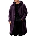 thumbnail image 3 of Atkumj Trench Coat Men Solid Color Hooded Long Winter Overcoat Stylish Long Sleeve Button Down Front Winter Coats L, 3 of 9