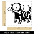 thumbnail image 2 of Halloween Puppy with Bone in Skeleton Costume Self-Inking Rubber Stamp Ink Stamper - Brown Ink - Small 1 Inch, 2 of 7