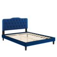 thumbnail image 3 of Platform Bed Frame, Tufted, Rivet Nailhead, Blue Navy, Velvet, Bedroom, Modern Contemporary Boutique HB35322, 3 of 15