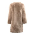 thumbnail image 3 of LSLJS Women's Solid Vertical Stripe Toka Faux Rabbit Long Coat V-Neck Coat Faux Coat, 3 of 3