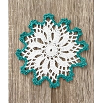 Fennco Styles Handmade Crochet Cotton Whirlwind Two-Tone Doily 6" Round, 1-Piece - Green Drink Coaster for Everyday Use, Holiday, Farmhouse Décor, Cocktail, Tea Party and Special Occasion