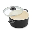 thumbnail image 1 of Stockpot GreenLife de cerámica antiadherente de 6 cuartos de galón con tapa de vidrio, color negro, 1 of 6