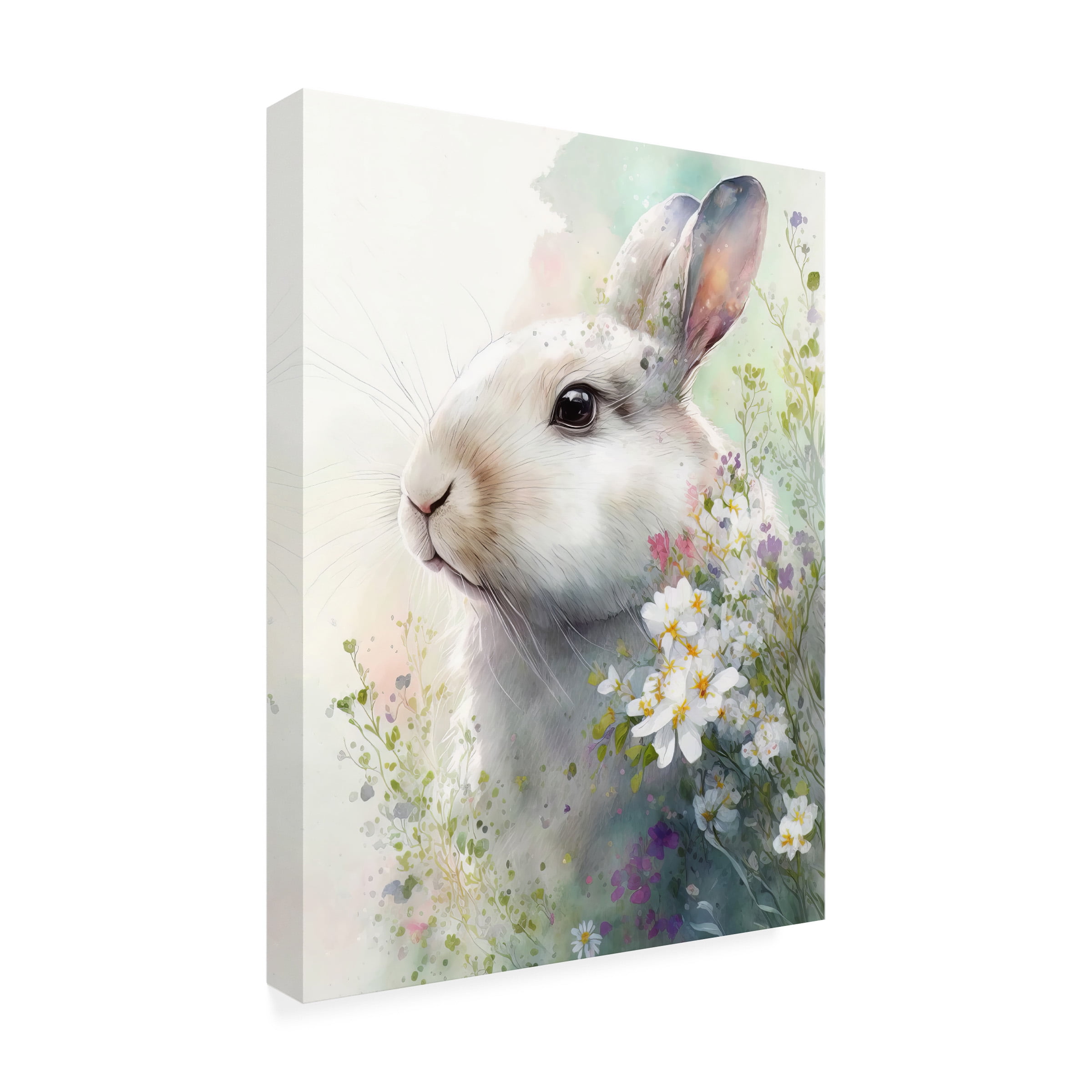 Bilge Paksoylu 'Rabbit And Flowers 1' Canvas Art