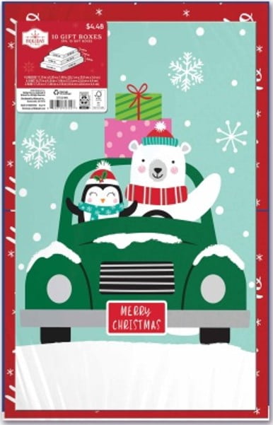 Holiday Time Green Car Duo Folding Gift Box Assortment, 10 Count