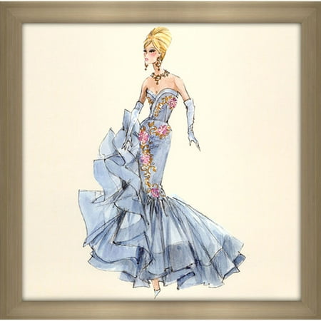 Picture Perfect International ''Blue Dress Barbie  10th Anniversary'' by Robert Best Framed Painting (Robert Best Barbie Illustrations)