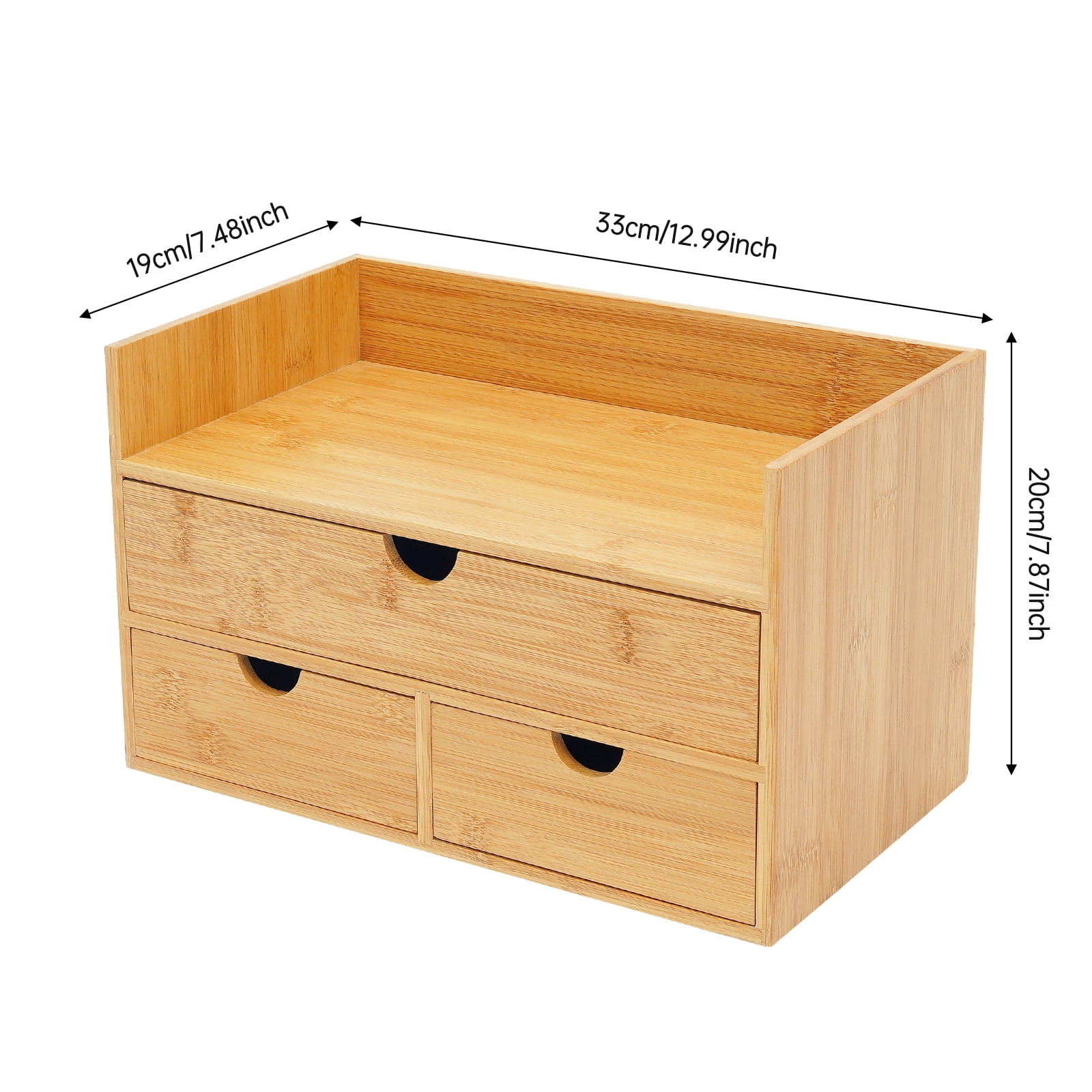Vintoro Natural Bamboo Desk Organizer with 3 Drawers, Mini Storage Organization Box, for Office Home