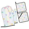 thumbnail image 3 of ZNDUO Oven Mitts and Pot Holders Sets, Colorful Plaid Floral Pattern Non-Slip Cooking Oven Mitt, 3 of 8