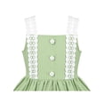 thumbnail image 4 of Girls Dress Green Check 1950s Classic Pearl Ruffle Strap Princess Casual 5 Years, 4 of 6