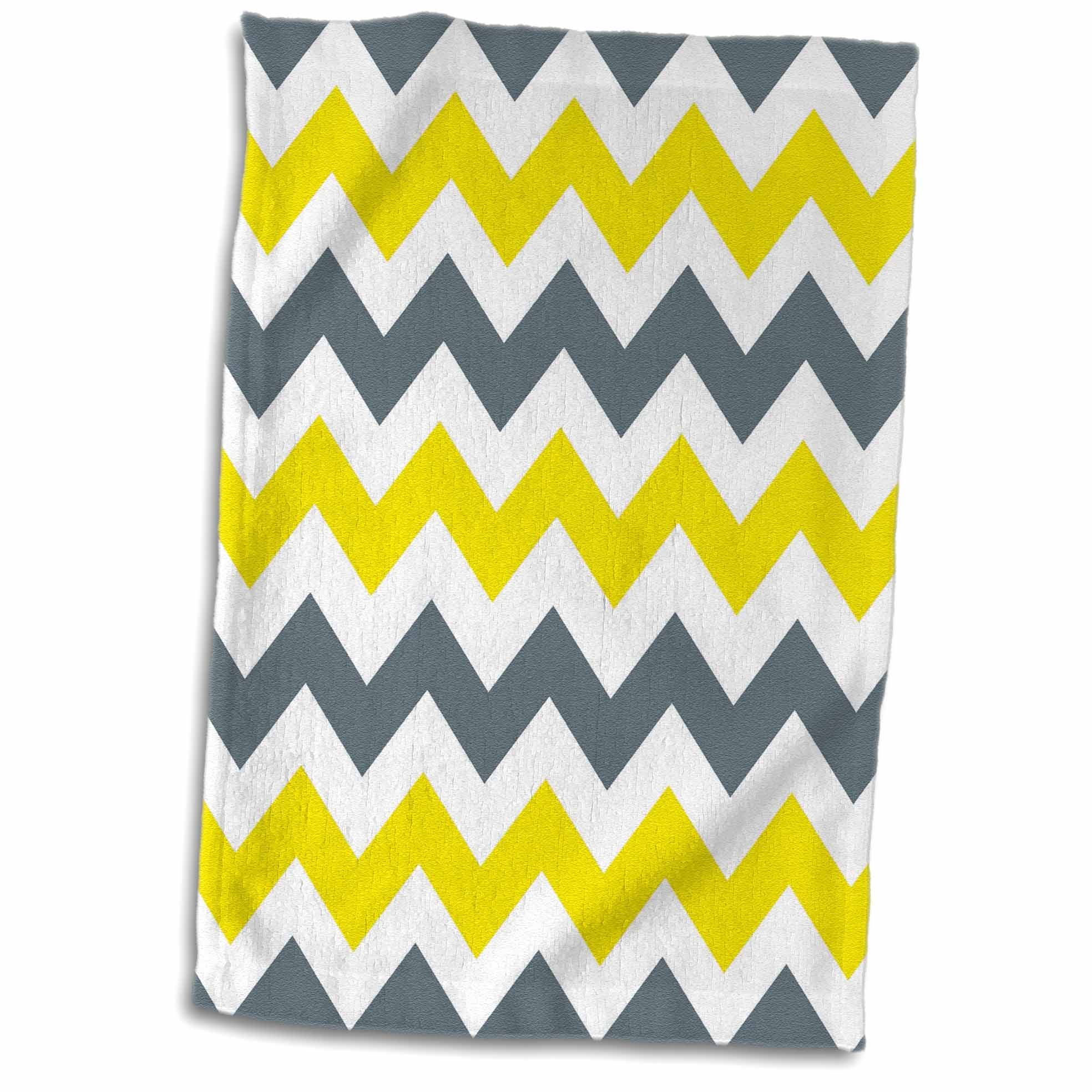 3dRose Blue Gray Yellow and White Chevrons Towel, 15 by 22inch