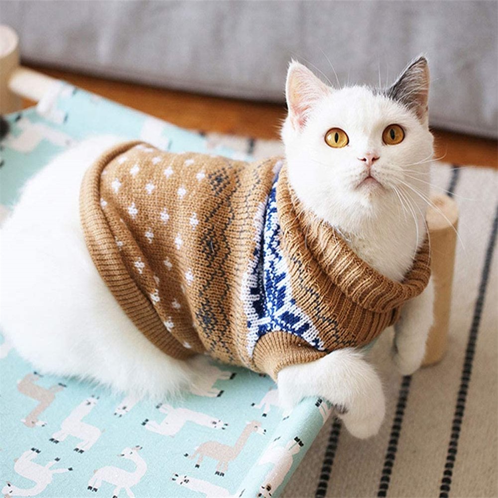 Dog Sweater Pet Cat Puppy Princess Dress Winter Warm Coat Classic Knit  Clothes