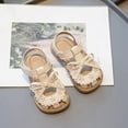 thumbnail image 5 of MEZZALL Summer Children Girls Large Sized Soft Soled Bow Knotted Open Weave Shoes Sandals Comfort Adorable Casual Kids Princess Solid Color Beach Sweet Retro Toddler Footwear, 5 of 8