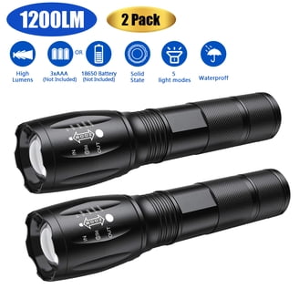 Tactical LED Flashlight – Super Bright, Adjustable Zoom, Waterproof – Uses 18650 Battery (Not Included) – With Wrist Strap