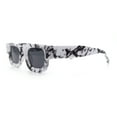 thumbnail image 4 of Small Thick Beveled Horn Rim Rectangle Plastic Mod Fashion Sunglasses White Marble - Black, 4 of 7